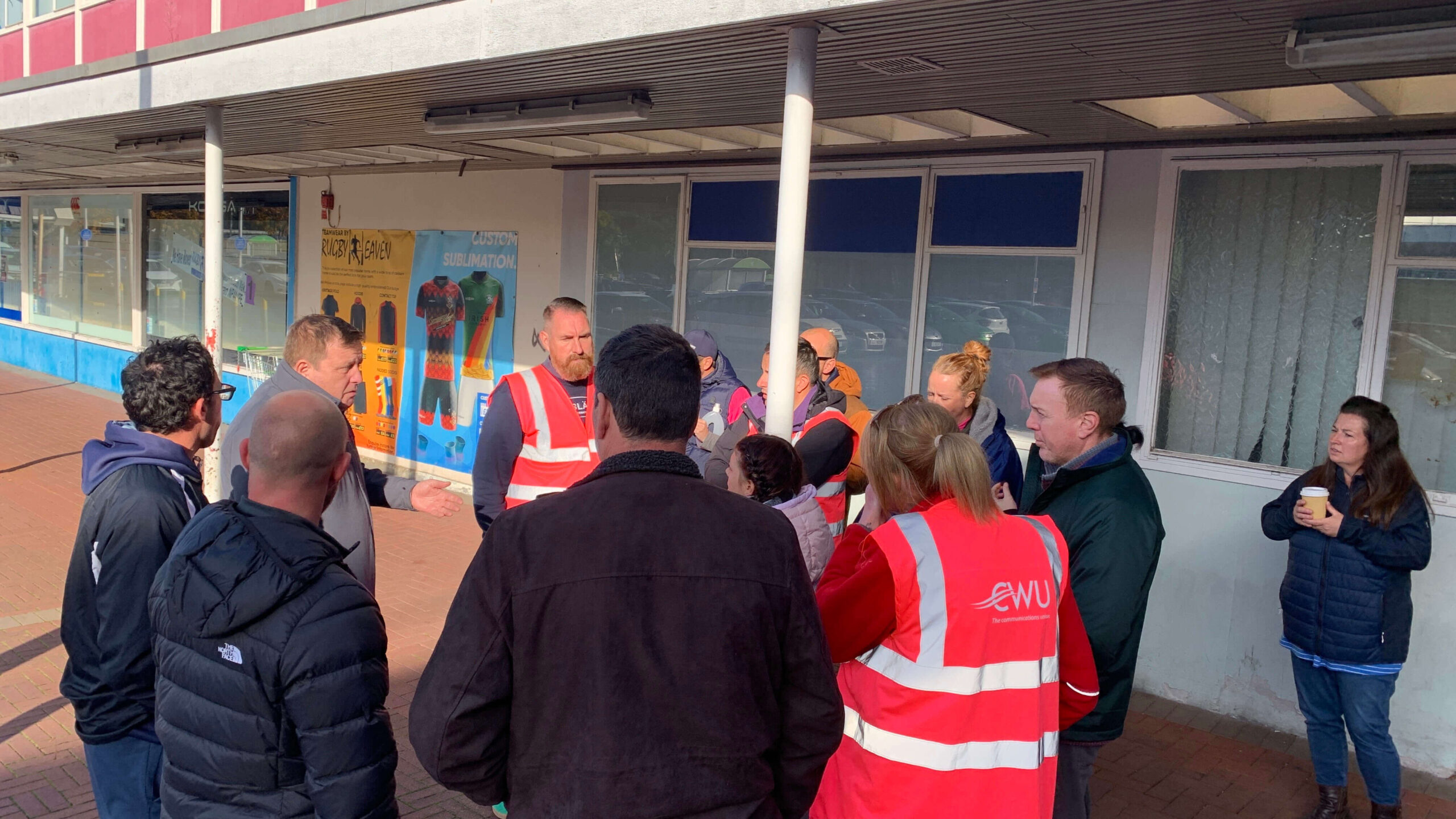 group of striking postal workers