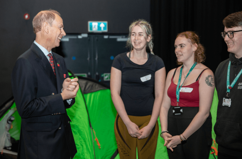 Prince Edward meets students in the Learning Zone in Cwmbran