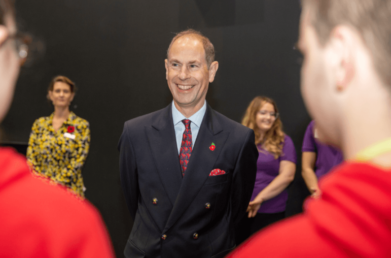 Prince Edward meets students in the Learning Zone in Cwmbran