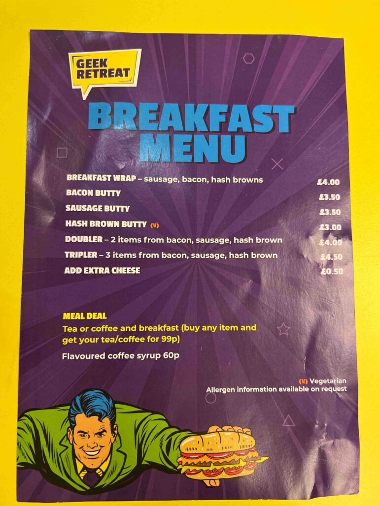 a menu