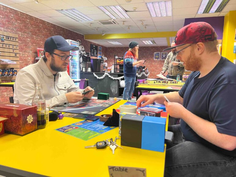 two men play board games