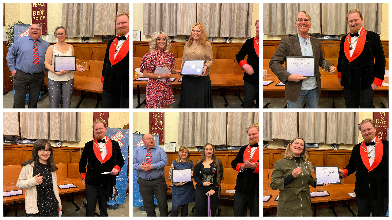 a collage of photos of community award winners