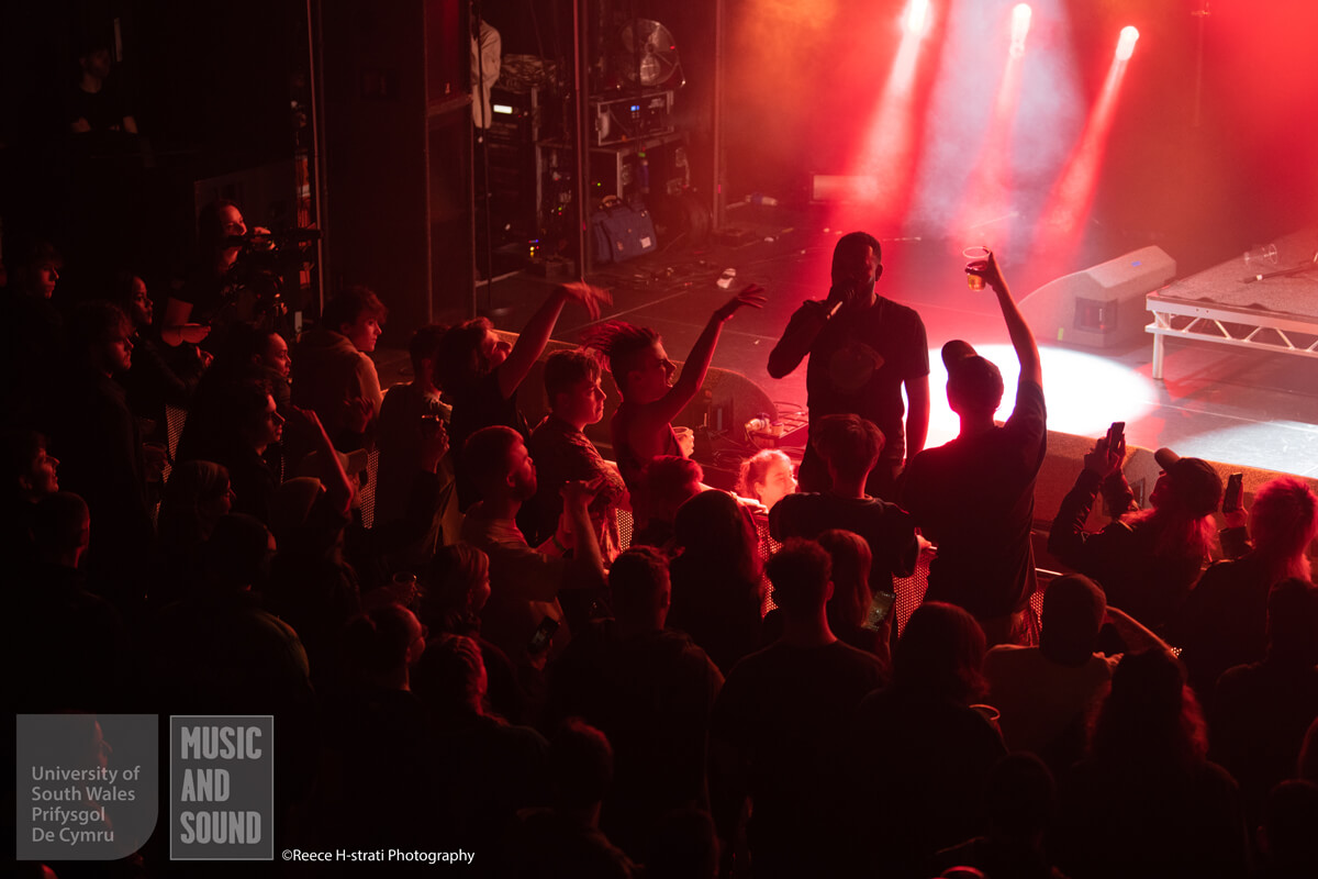 a gig with crowded audience by a stage