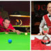 two junior snooker players
