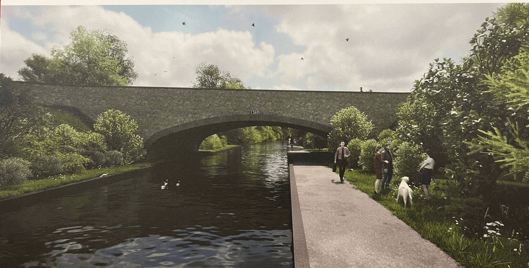 artist's impression of bridge over a canal