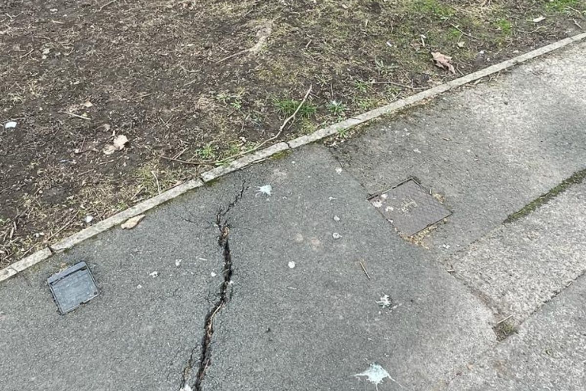 a pavement with cracks in it