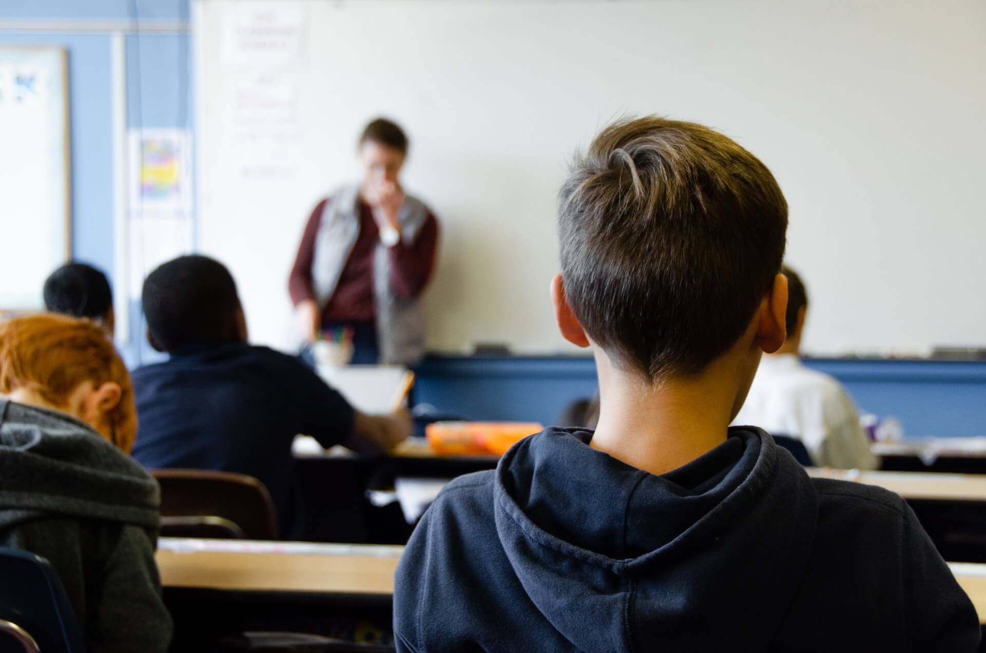 a boy in a classroom