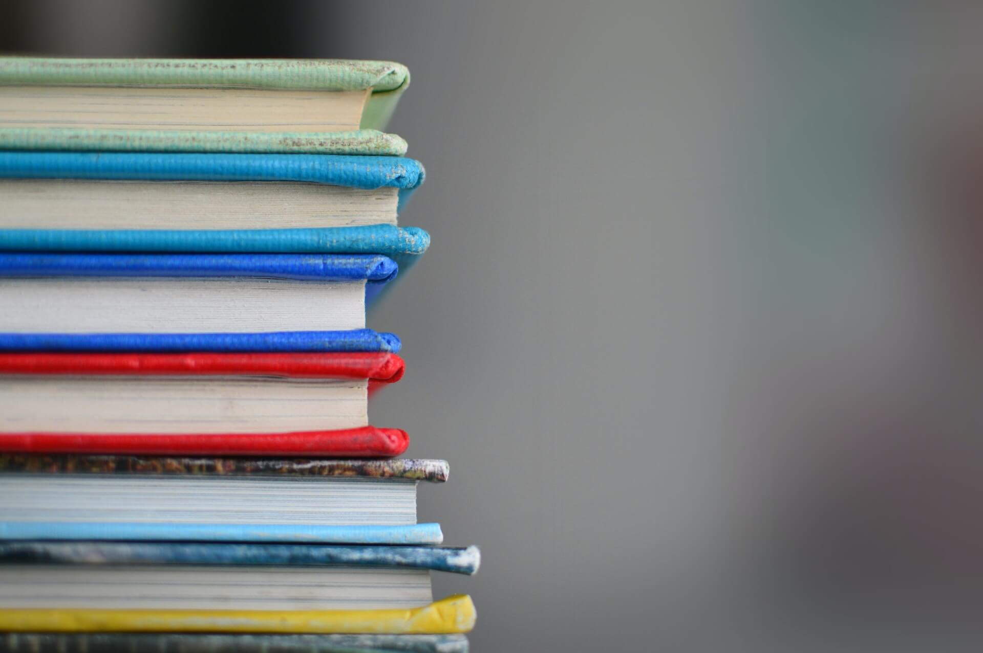 a pile of school books