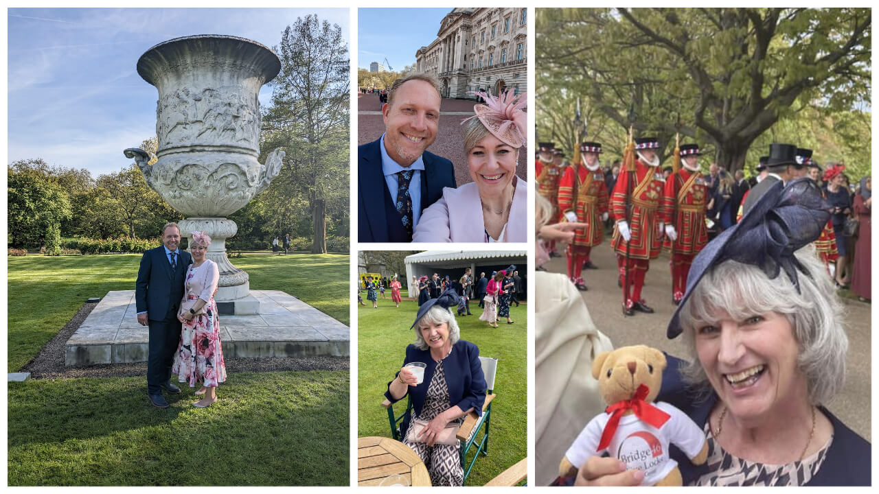 a collage of photos at buckingham palace