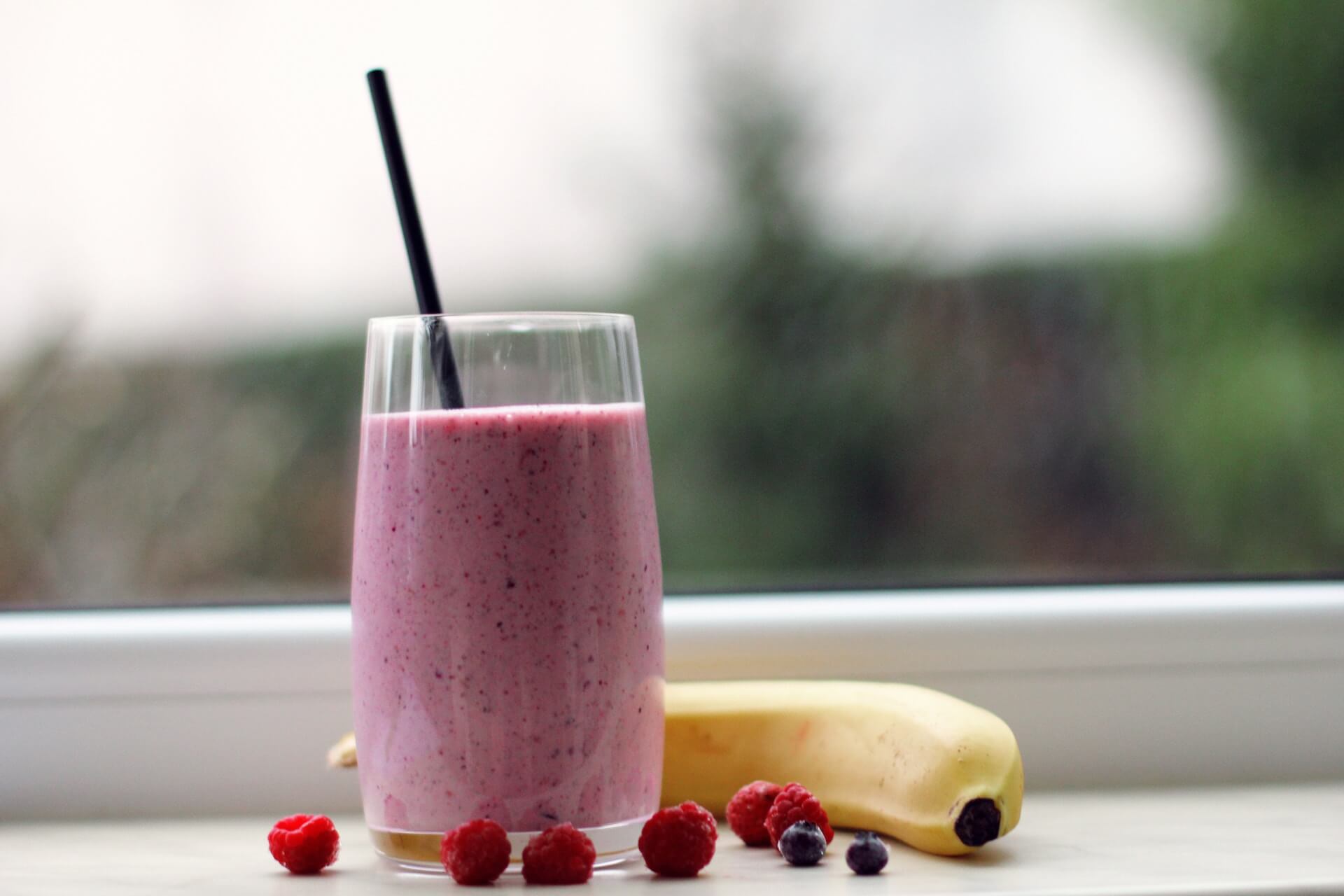 a glass of fruit smoothie