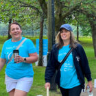 two women walking