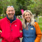 a man and a woman are in arm