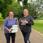 two woman laughing