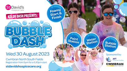 a poster for a bubble dash event