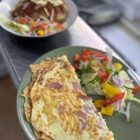 an omelette and salad