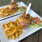 chips and a burger in a bun