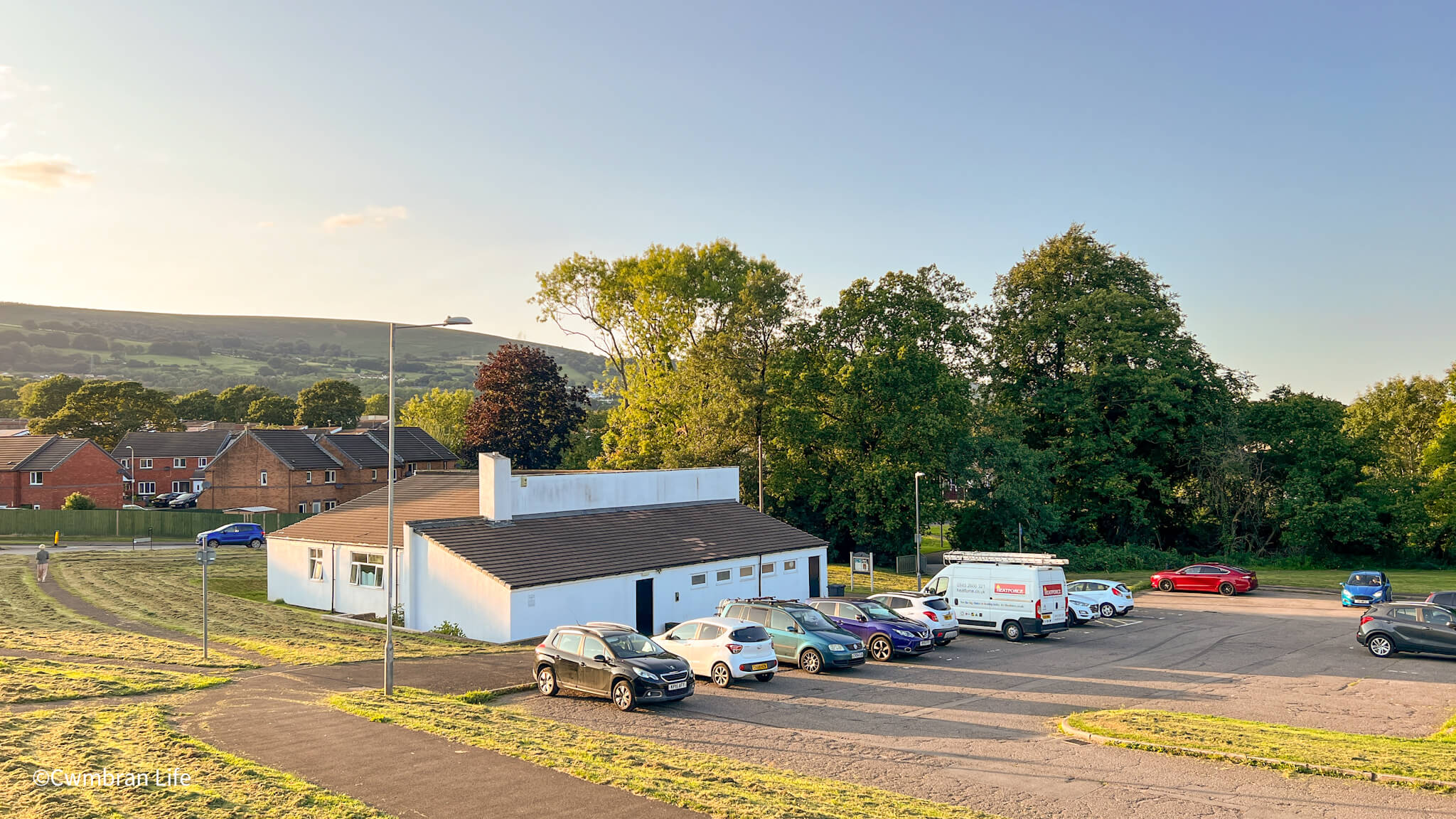 a community hall and car park