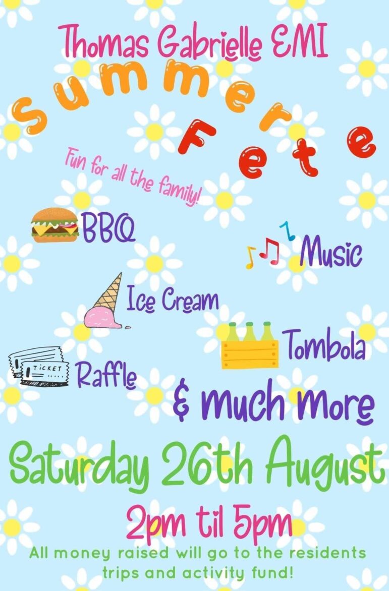 a colourful poster about a summer fete