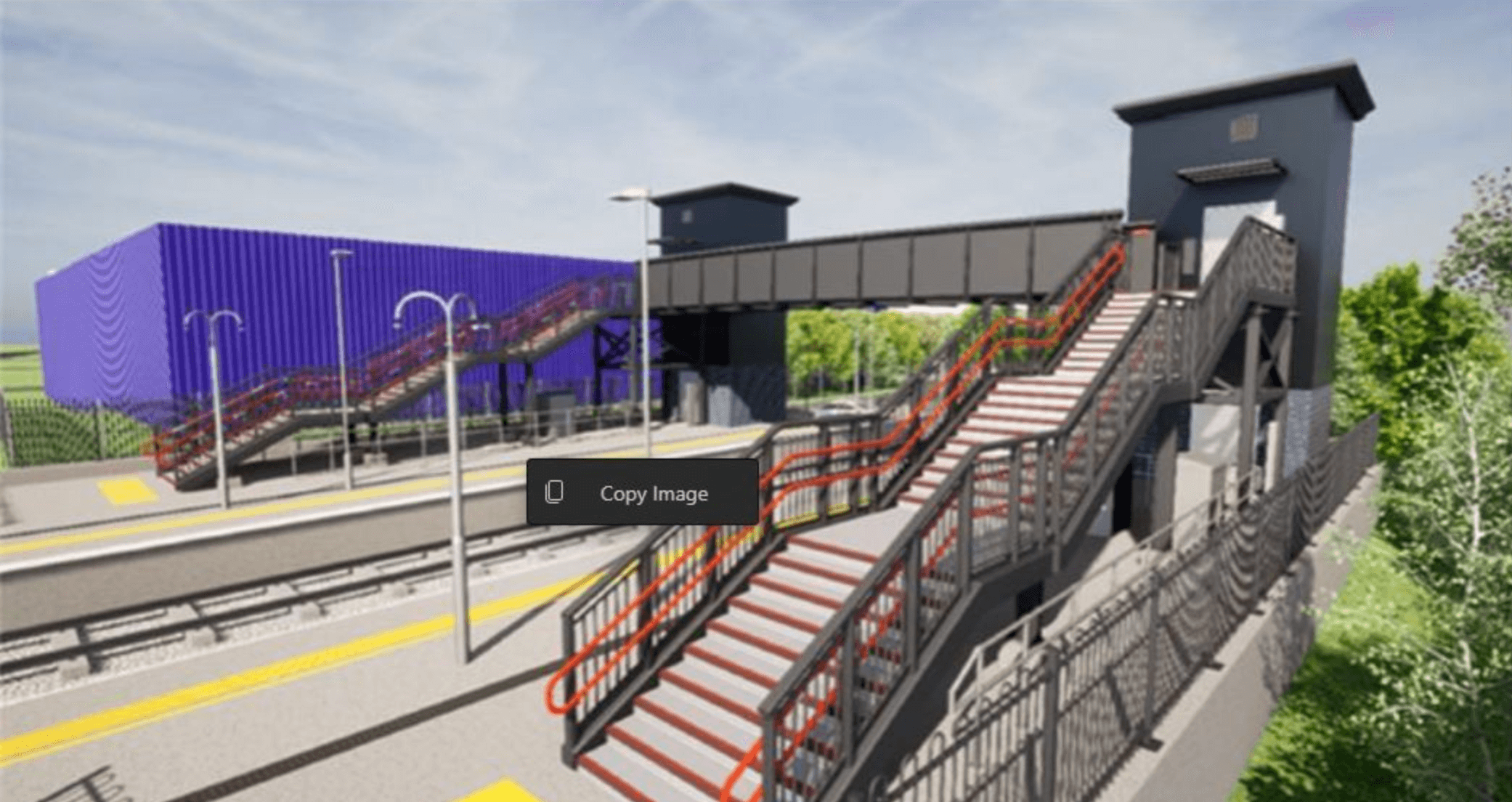 artist impression of a bridge over a railway track