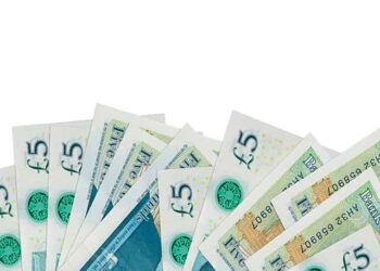 a number of £5 notes spread