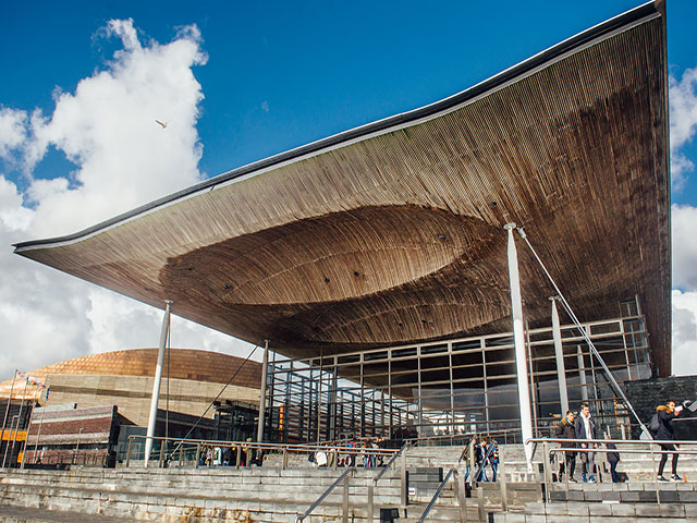 the senedd in cardiff bay