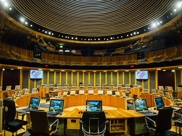 the debating chamber at the senedd