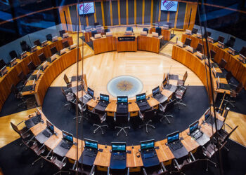 The debating chamber at The Senedd