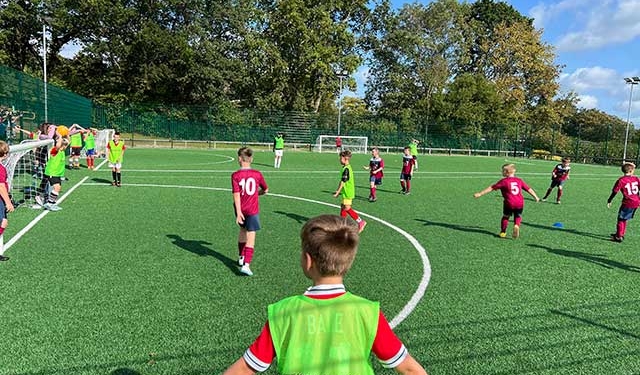 a football match at a school