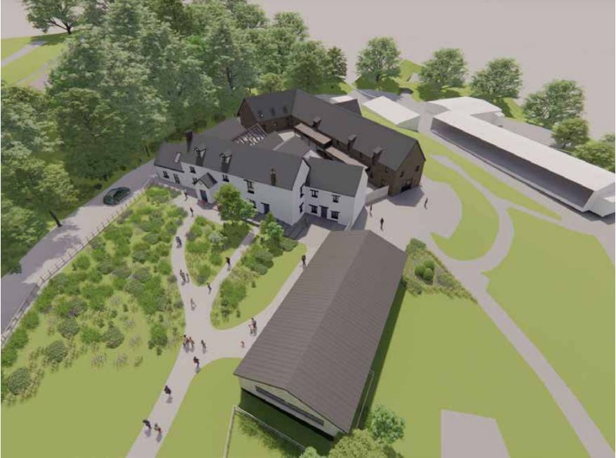 artist's impression from above of how the farm could look