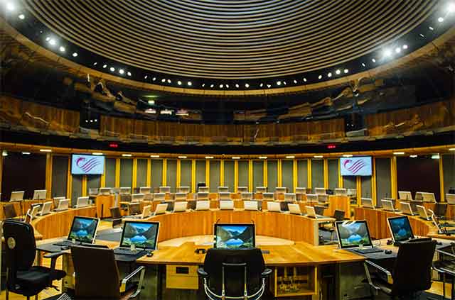 the debating chamber at the senedd