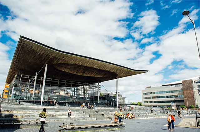 the senedd in cardiff bay