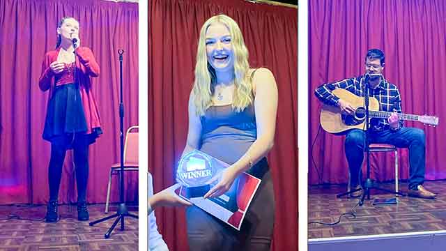 three talent show finalists on stage