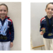 a young girl with several swimming medals