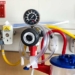 Hospital procedure equipment and it’s cords in a hospital room