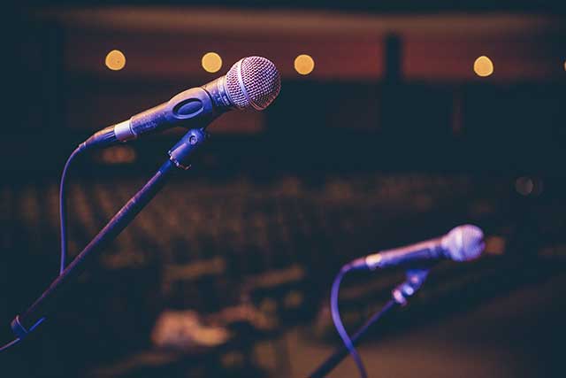 microphones on a stand