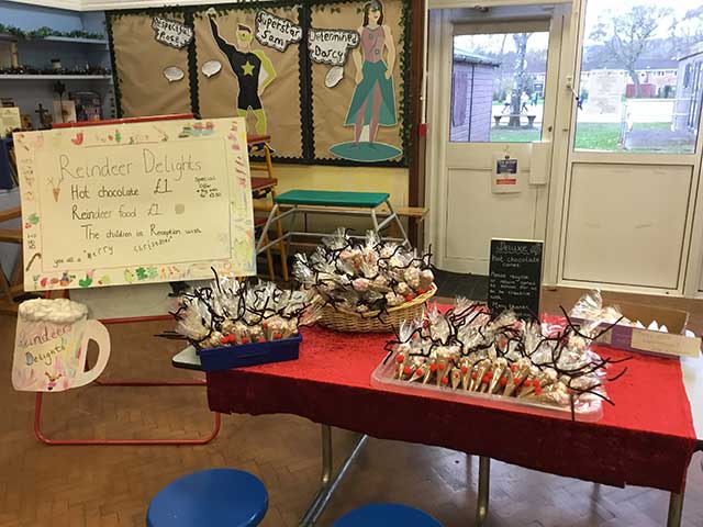 a christmas stall in a school