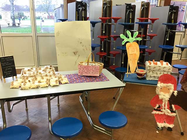 a christmas stall in a school