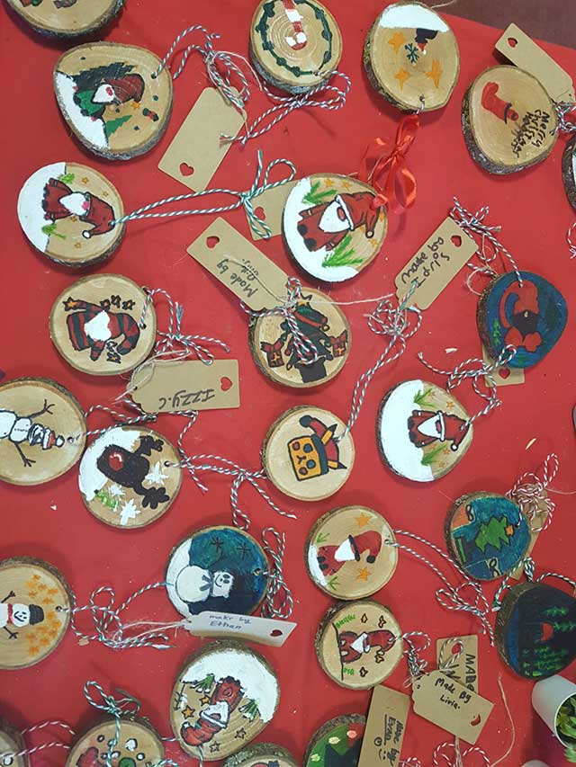 a christmas stall in a school
