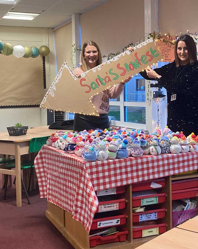 a christmas stall in a school
