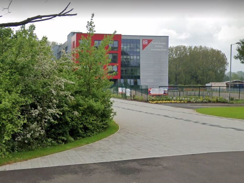 Torfaen Learning Zone seen from St Davids Road in Cwmbran.