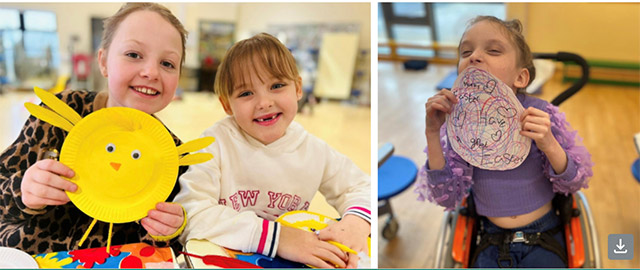 children hold easter art