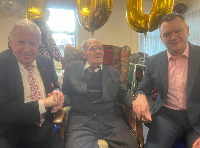 lord murphy, reg hann at nick thomas-symonds at Reg's 100th party