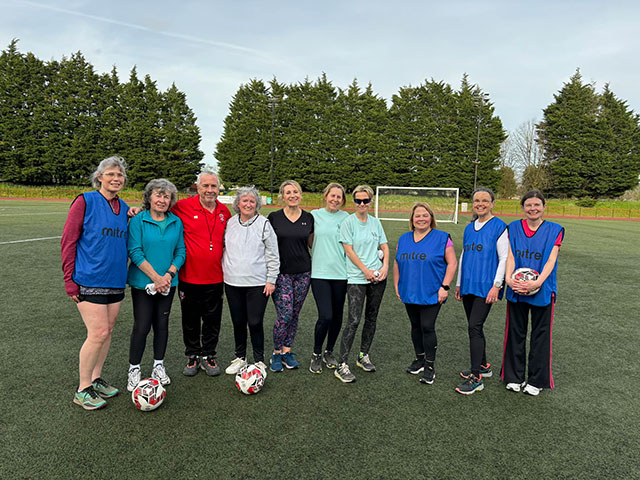 a group of women (and one man) at a walking football session
