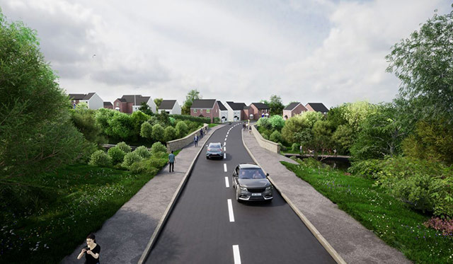An overhead view of how the planned bridge, over the canal, north of Pontnewydd in Cwmbran could look.