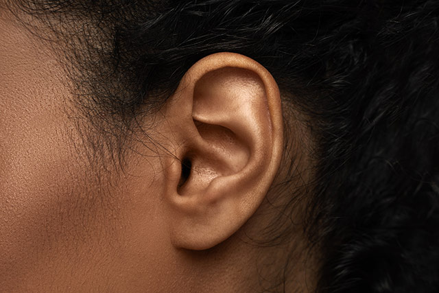 Close up view of female ear