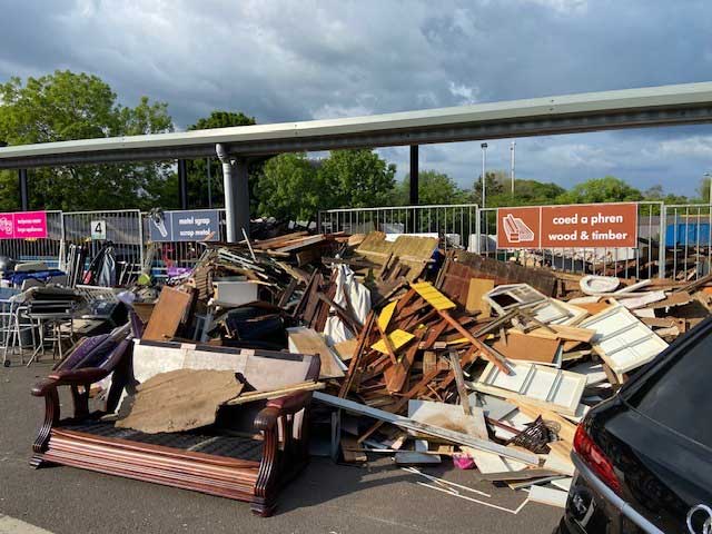 furniture and other waste piled up