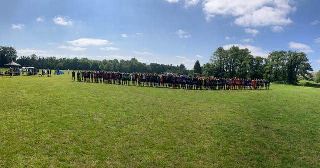 Players from all the teams line up before the Ben Taylor Tournament at Girlings FC