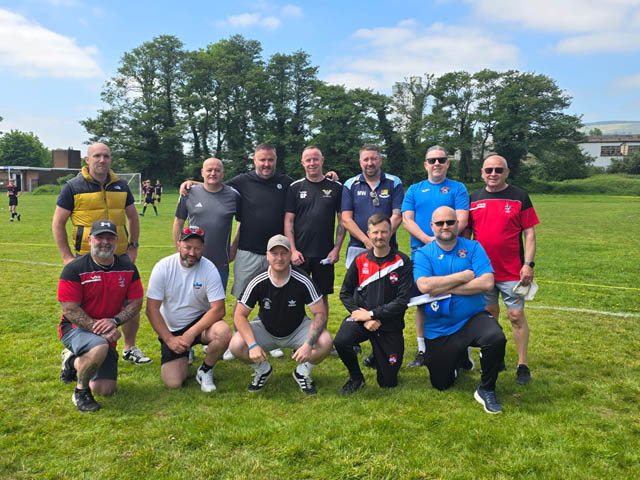 The coaches and referees from all the teams at Ben Taylor Tournament at Girlings FC