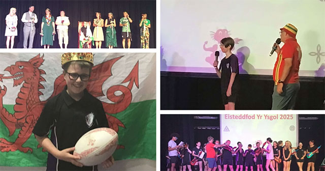 four photos of a school's Eisteddfod