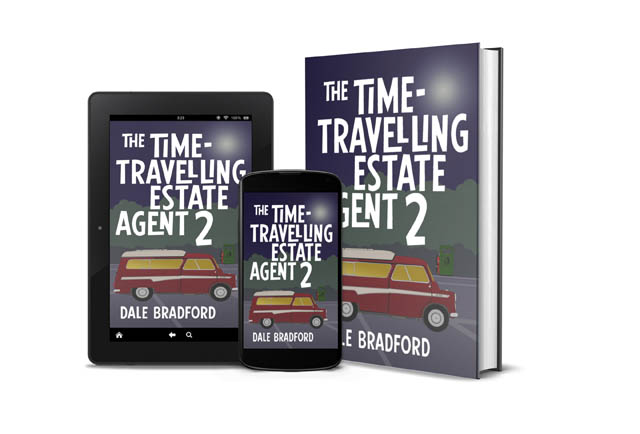 three copies of a book called The Time Travelling Estate Agent 2